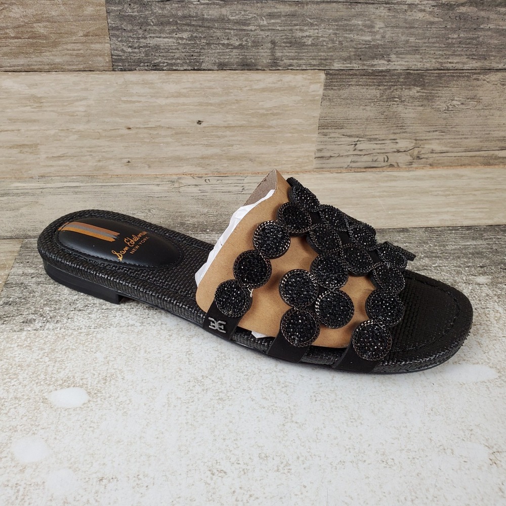 Sam Edelman Bay Marche Womens Slide Sandal Sz 7 M Black Embellished Slip On